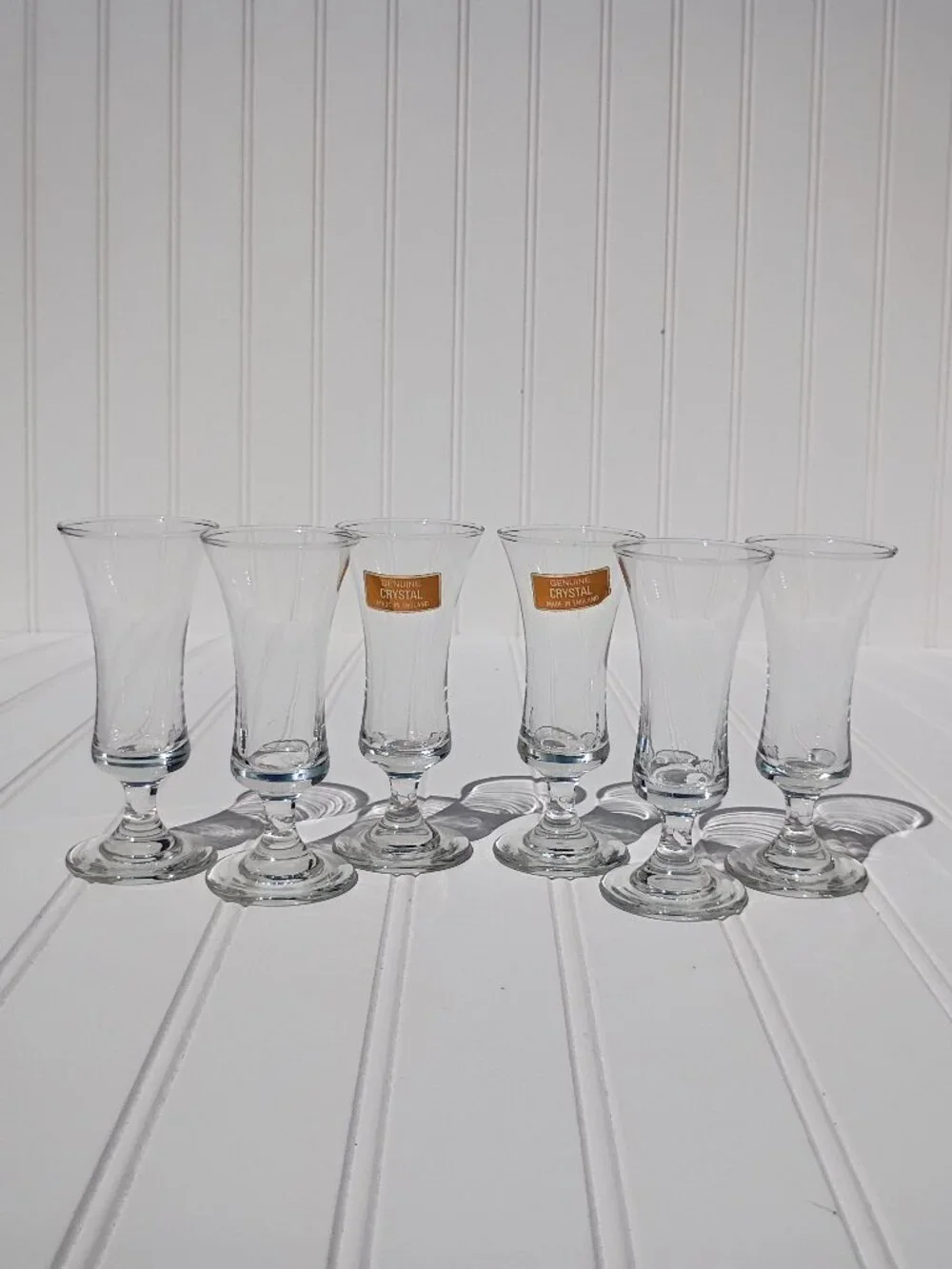 Vintage Genuine Crystal Cordial Glasses Made in England Footed Shot Glass Set